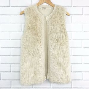 Eyeshadow Fur Sweater Vest Small Cream